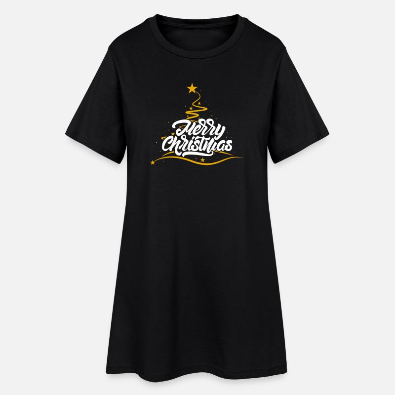 Joyeux Noël script arbre - Robe T-shirt Femme - noir