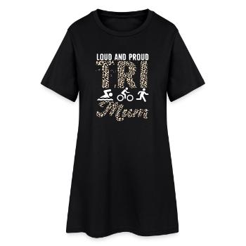Triathlète Tri Maman bruyante et fière - Robe T-shirt Femme - noir - Devant