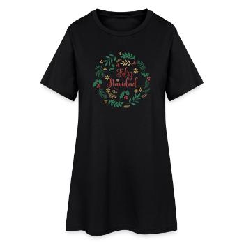playera feliz navidad camiseta merry christmas - Women’s T-Shirt Dress - black - Front