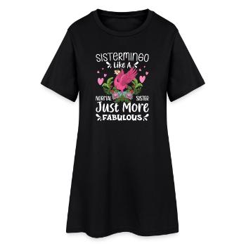Sistermingo Like Normal Sister Flamingo - Women’s T-Shirt Dress - black - Front