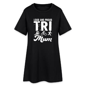 Triathlète Tri Maman bruyante et fière - Robe T-shirt Femme - noir - Devant