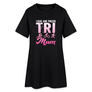 Triathlète Tri Maman bruyante et fière - Robe T-shirt Femme - noir - Devant