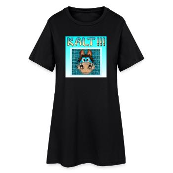 KALT - FRIEREN - WINTERZEIT - PFERD PONY - Frauen T-Shirt-Kleid - Schwarz - Vorne