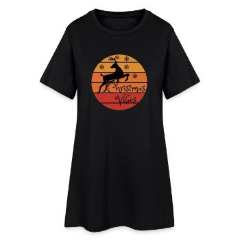 Christmas Vibes - Retro Christmas Vibes - Frauen T-Shirt-Kleid - Schwarz - Vorne