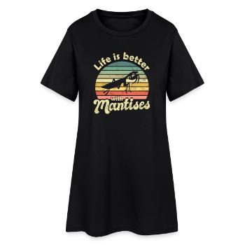 Gottesanbeterin Fangschrecke - Frauen T-Shirt-Kleid - Schwarz - Vorne