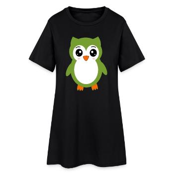 Eule grüne Eule - Frauen T-Shirt-Kleid - Schwarz - Vorne