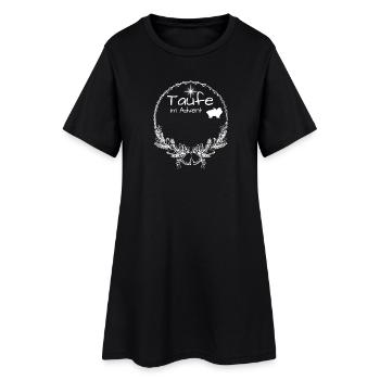 Taufe im Advent Baby greift nach Weihnachtsstern - Frauen T-Shirt-Kleid - Schwarz - Vorne