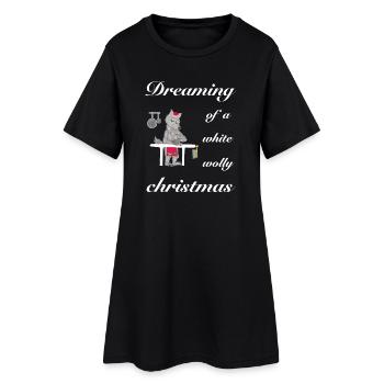 Iconic wolf dreams of a white Christmas - Women’s T-Shirt Dress - black - Front
