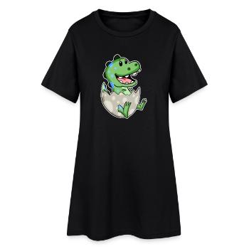 Motif Dino d’œuf de dinosaure - Robe T-shirt Femme - noir - Devant
