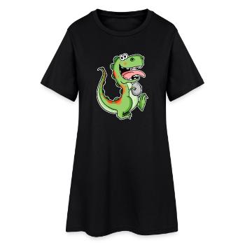 Dinosaure avec un bébé œuf de dinosaure - Robe T-shirt Femme - noir - Devant
