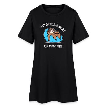 Chillen Statement Faultier Schlafen Faul Tier - Frauen T-Shirt-Kleid - Schwarz - Vorne