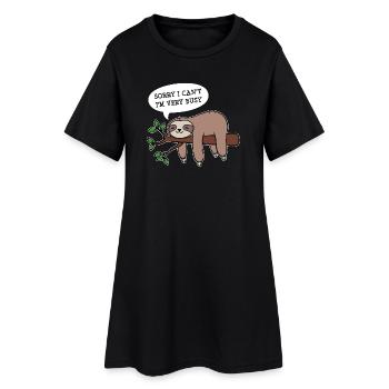 Jungle Animal Lazy Statement Sloth Sleeping - Robe T-shirt Femme - noir - Devant