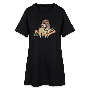 Sloth Statement Lazy Animal Tired Sleeping Zoo - Women’s T-Shirt Dress - black - Front