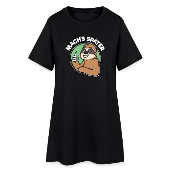 Faul Tier Säugetier Faultier Statement Urwald - Frauen T-Shirt-Kleid - Schwarz - Vorne