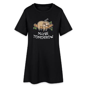 Sleeping Animal Lazy Sloth Late Riser Statement - Women’s T-Shirt Dress - black - Front