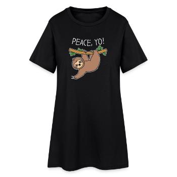 Cool Sloth Statement Jungle Dweller Mammal - Women’s T-Shirt Dress - black - Front