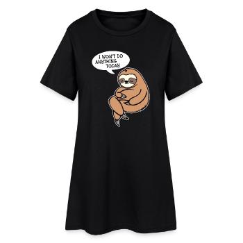 Relax Animal Statement Sloth Zoo Lazy Sleep - Women’s T-Shirt Dress - black - Front