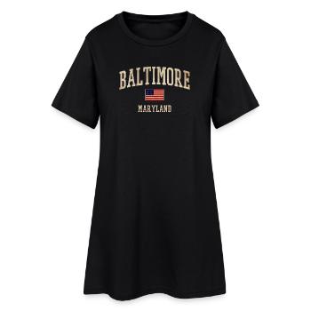 Baltimore Vintage Flag Style - Frauen T-Shirt-Kleid - Schwarz - Vorne