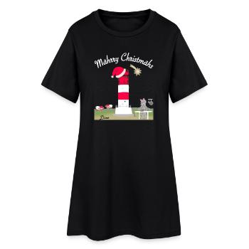 Leuchtturm Düne, Helgoland, Weihnachten - Frauen T-Shirt-Kleid - Schwarz - Vorne
