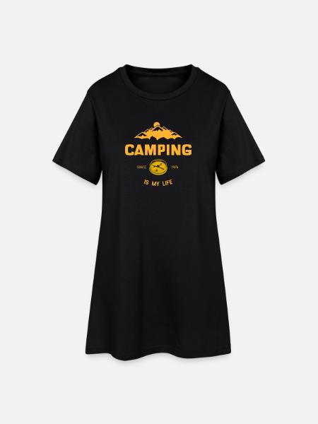 Le camping, c’est ma vie - Robe T-shirt Femme - noir