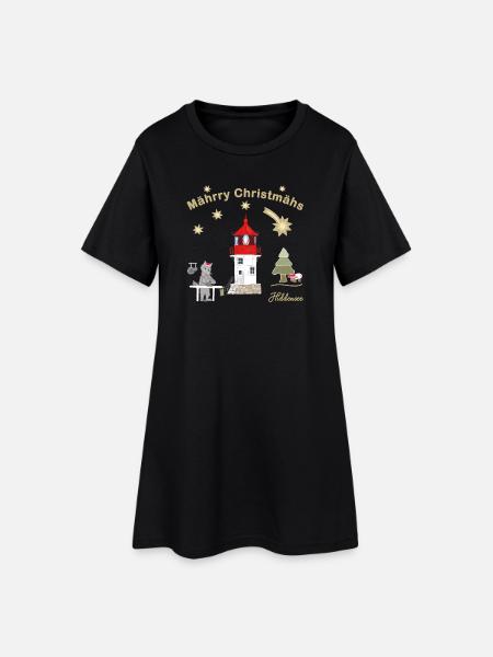 Weihnachtlicher Leuchtturm Gellen auf Hiddensee - Frauen T-Shirt-Kleid - Schwarz
