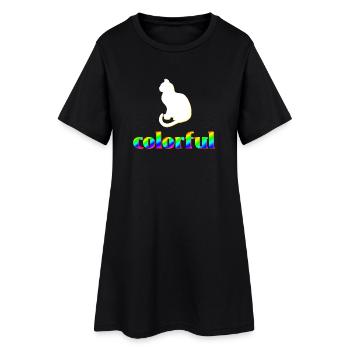 Colorful V2, katzen Sprüche, silhouetten - Frauen T-Shirt-Kleid - Schwarz - Vorne