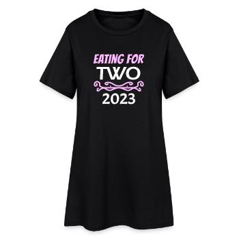 Grossesse Gémeaux 2023 - Robe T-shirt Femme - noir - Devant