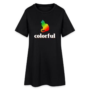 Colorful, Katzen Sprüche, bunte Silhouette - Frauen T-Shirt-Kleid - Schwarz - Vorne