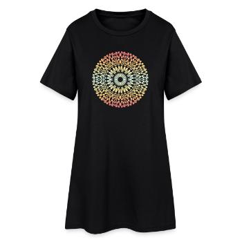 Mandala - Frauen T-Shirt-Kleid - Schwarz - Vorne