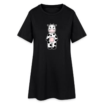 Kuh - Frauen T-Shirt-Kleid - Schwarz - Vorne