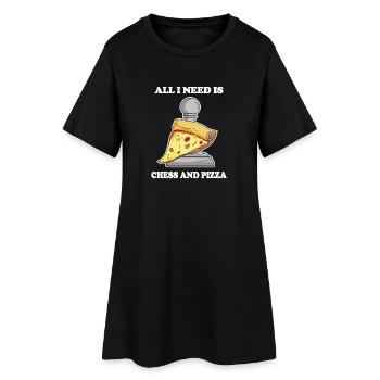 Échecs et pizza - Robe T-shirt Femme - noir - Devant