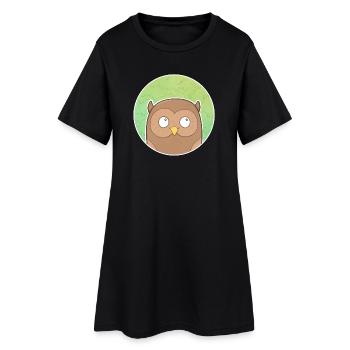 Eule - Frauen T-Shirt-Kleid - Schwarz - Vorne