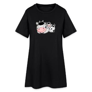 Vache avec bébé vache - Robe T-shirt Femme - noir - Devant