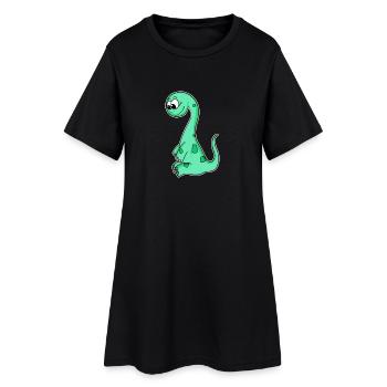 Motif de dinosaure - Robe T-shirt Femme - noir - Devant