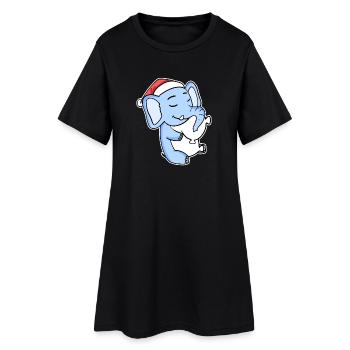 Eléphant Noël Sommeil Sommeil Sommeil Sommeil - Robe T-shirt Femme - noir - Devant