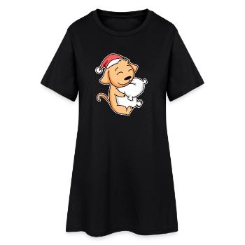 Noël Chien Propriétaires de chiens endormis Noël - Robe T-shirt Femme - noir - Devant