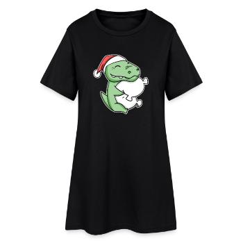 Crocodile Noël Sommeil Sommeil Sommeil Sommeil - Robe T-shirt Femme - noir - Devant