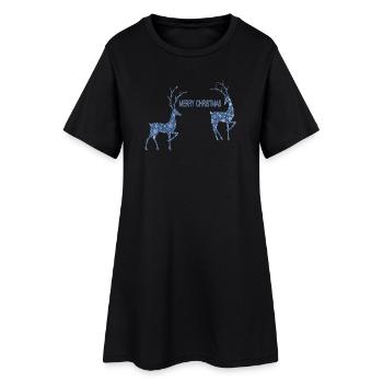 Couple de rennes bleus pour Noël - Robe T-shirt Femme - noir - Devant