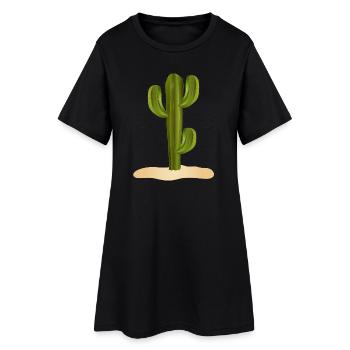 Grand cactus vert dans le désert dans le sable - Robe T-shirt Femme - noir - Devant