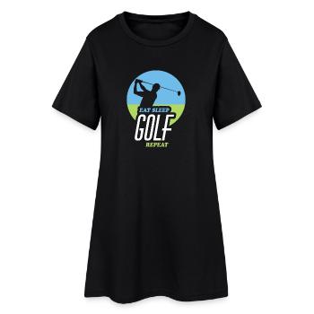 Manger, Dormir, Jouer au Golf, Répéter - Robe T-shirt Femme - noir - Devant