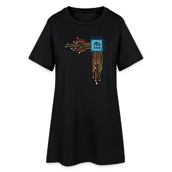 Computer chip - Creative illustration - Women’s T-Shirt Dress - black - Front