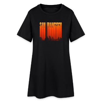 Pente de la skyline de San Francisco - Robe T-shirt Femme - noir - Devant