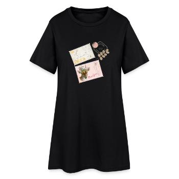 Vintage Stamps - Vintage Design - Frauen T-Shirt-Kleid - Schwarz - Vorne