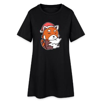 Panda roux Noël Sommeil Sommeil - Robe T-shirt Femme - noir - Devant