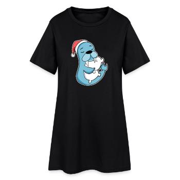 Lion de mer Noël Sommeil Sommeil Sommeil - Robe T-shirt Femme - noir - Devant