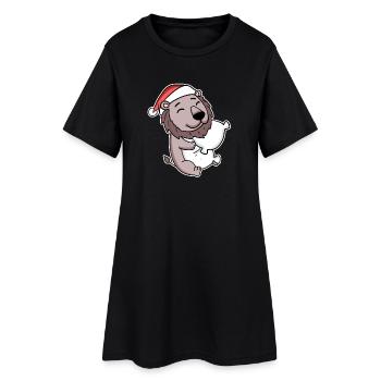 Lion Noël Sommeil Sommeil Sommeil - Robe T-shirt Femme - noir - Devant