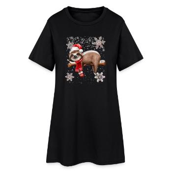 Paresseux de Noël mignon - Robe T-shirt Femme - noir - Devant