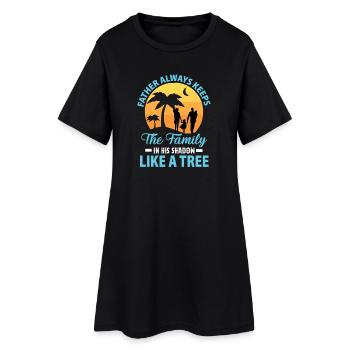 Vater hält Familie wie einen Baum - Frauen T-Shirt-Kleid - Schwarz - Vorne