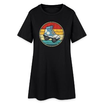 Cercle de patins à roulettes rétro coucher de soleil - Robe T-shirt Femme - noir - Devant