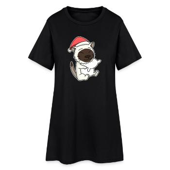 Chat birman Noël Sleeping Tired - Robe T-shirt Femme - noir - Devant